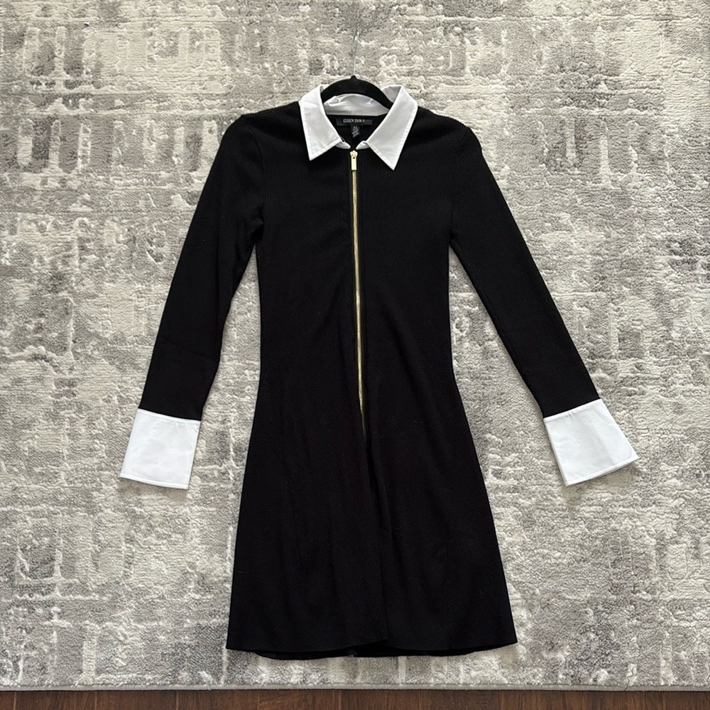 Black and White Zip-Up Dress